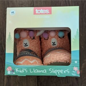 Totes Toasties Kid's Llama Knit Slippers - Peach - Size Small (11/12)